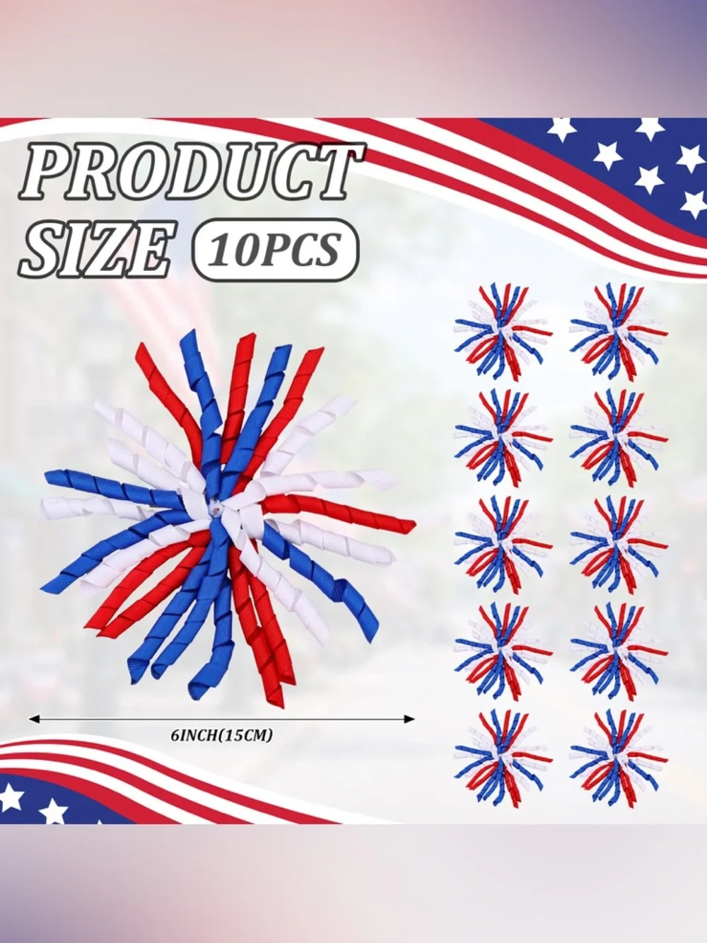 Red White and Blue Curl Ribbon Tassel Party Gift Decorations - Pack of 12